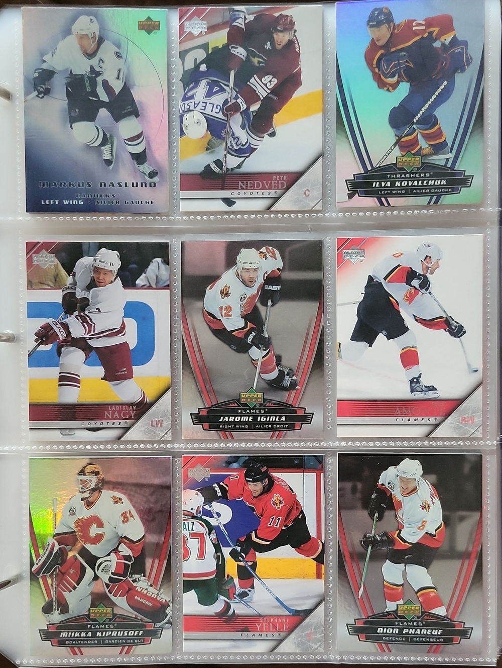 Upper Deck NHL Hockey Card Set Sheet - Calgary Flames Featured Cards